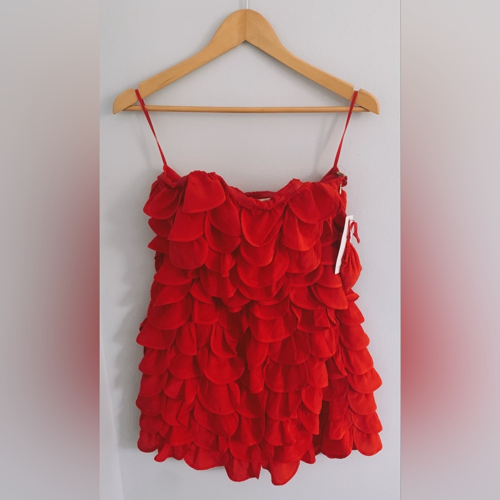 NWT Anthropologie Leifsdottir Strawberry red petal dress 2